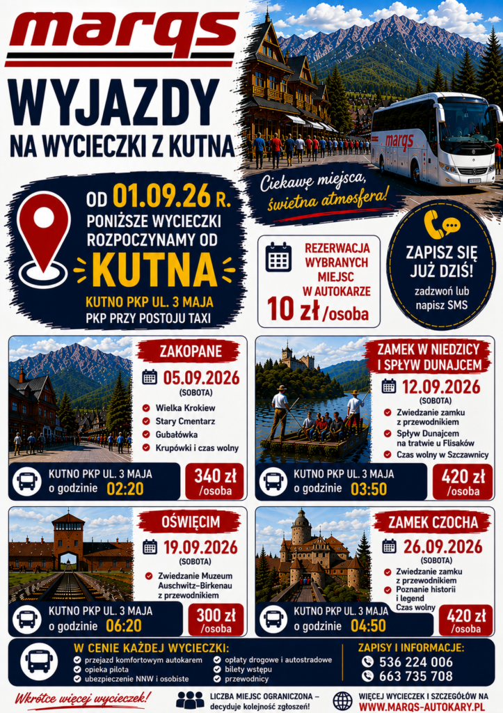Ruszamy z&nbsp;wyjazdami na&nbsp;wycieczki z&nbsp;Kutna !!!