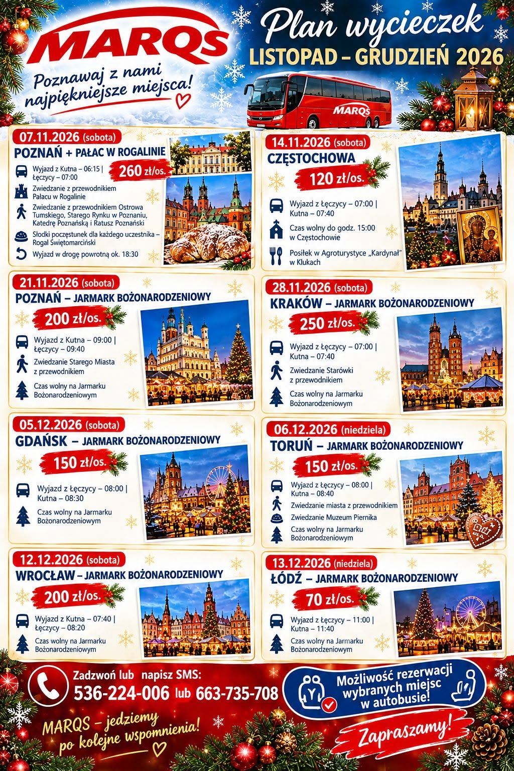 WYCIECZKI LISTOPAD I&nbsp;GRUDZIEŃ !!
